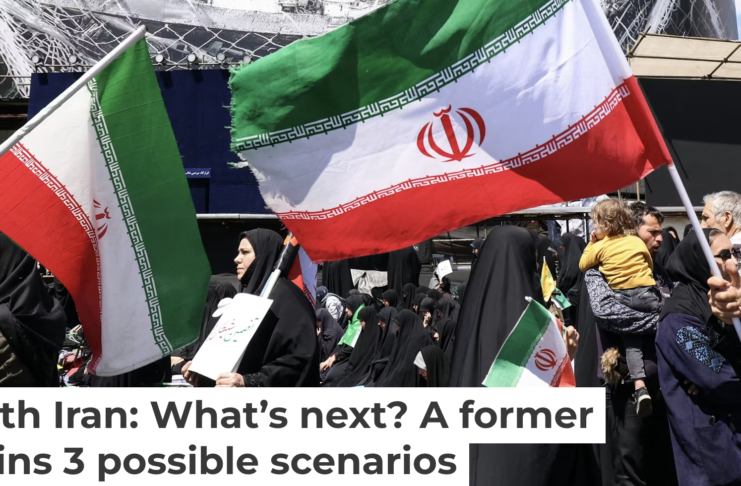 Iranians hold national flags in Tehran’s Revolution Square on April 8, 2026, after the United States and Iran agreed to a two-week ceasefire. Atta Kenare/AFP via Getty Images